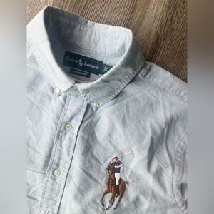 RALPH LAUREN Shirt Men’s Large Big Pony Button Down Long Sleeve Blue